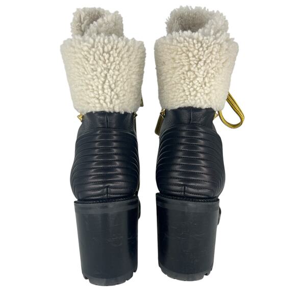 Christian Louboutin Black Calfskin Shearling Yetita 70 Combat Hiker Boots - Picture 12 of 16